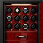 Front view of the twelve winders with watches of different sizes