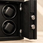 Close-up of two cushioned winding cups and the steel door bolts