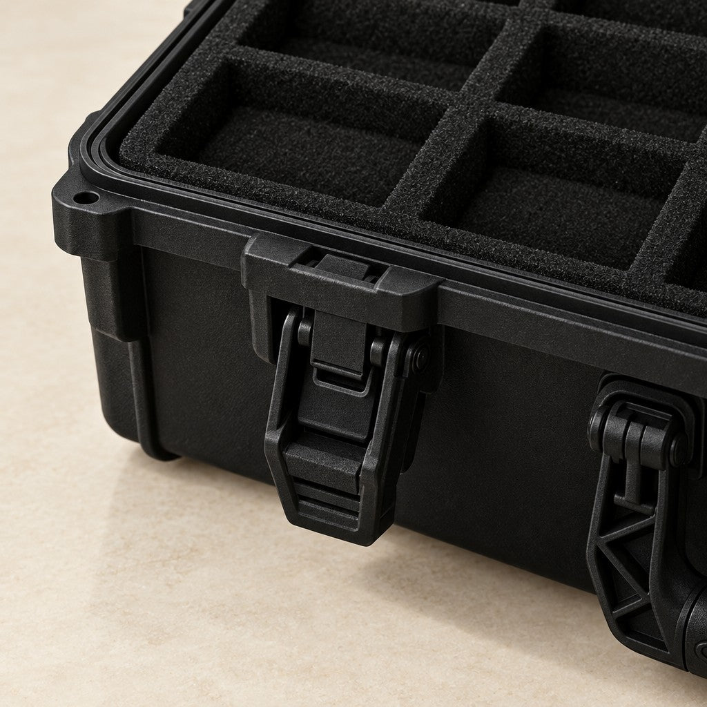 Fifteen compartments, fitted foam