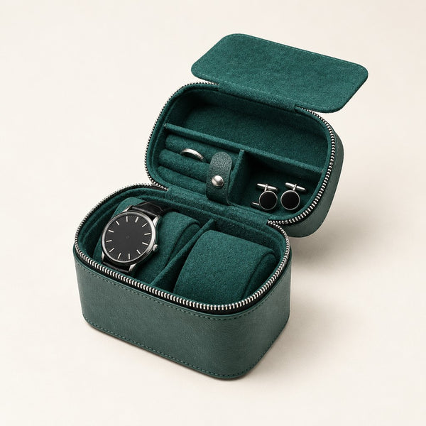 2-Watch Zip Travel Case with Accessory Compartment