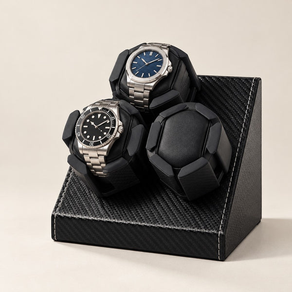 3-Slot Carbon-Fiber Watch Winder - USB