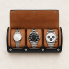 Top view of the 3-slot roll with a 36 mm, a 42 mm and a 45 mm watch