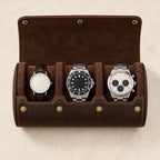 Top view of the 3-watch case with watches of different sizes