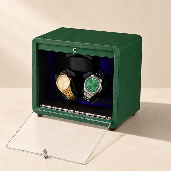 3-Watch Winder in Colored Leather with Auto-Stop
