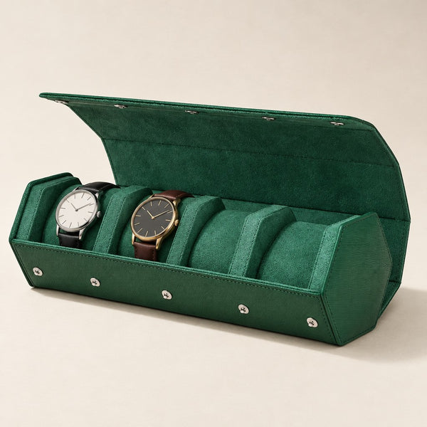4-Slot Leather Hexagon Watch Case