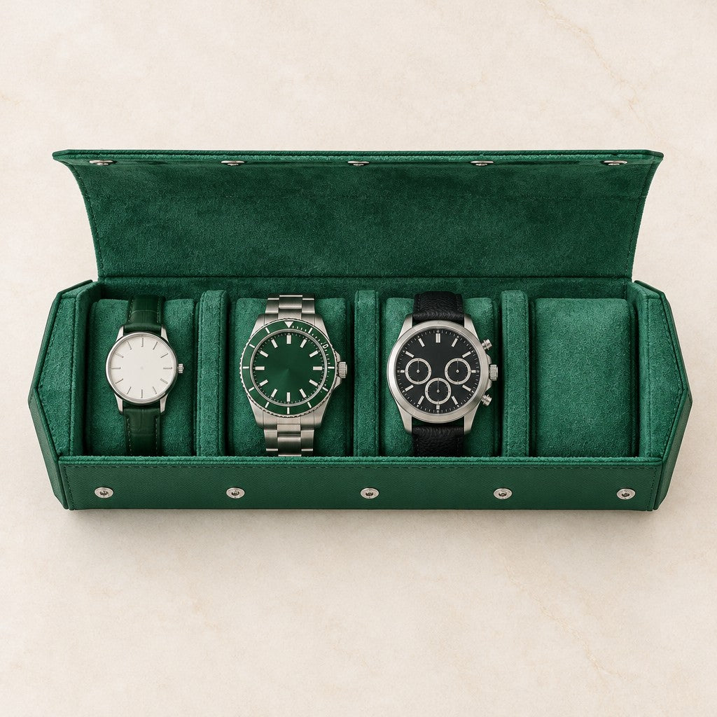 Top view of the hexagon watch case with a 36 mm, a 42 mm and a 45 mm watch