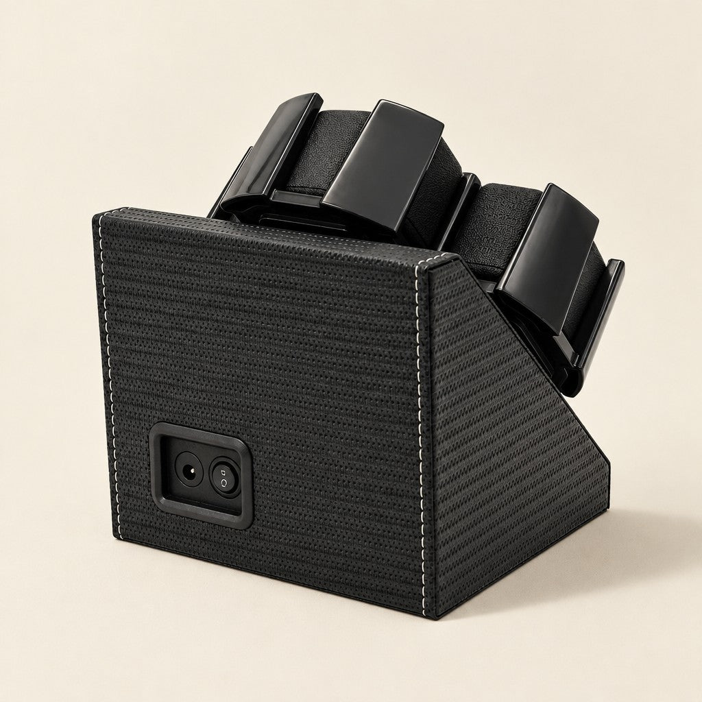 Back panel of the 4-watch winder with power socket and mode switch