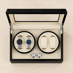 Top view of the two rotors of the 4-watch winder
