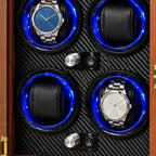 Control knobs between the rotors of the 4-watch winder