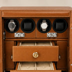 Front view of the four winders and their control knobs