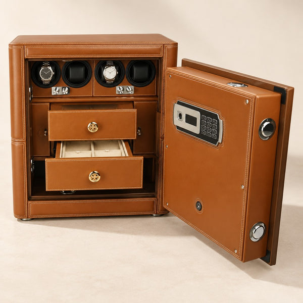 4-Watch Winder Safe with Fingerprint Lock and Drawers