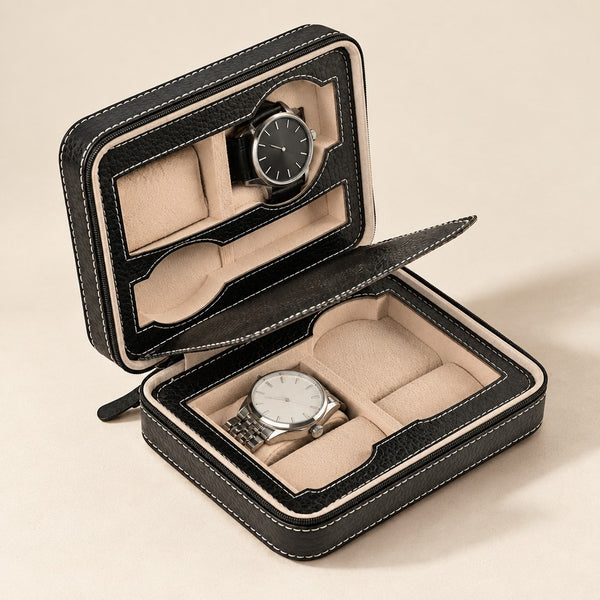 4-Watch Zippered Travel Case - Leatherette