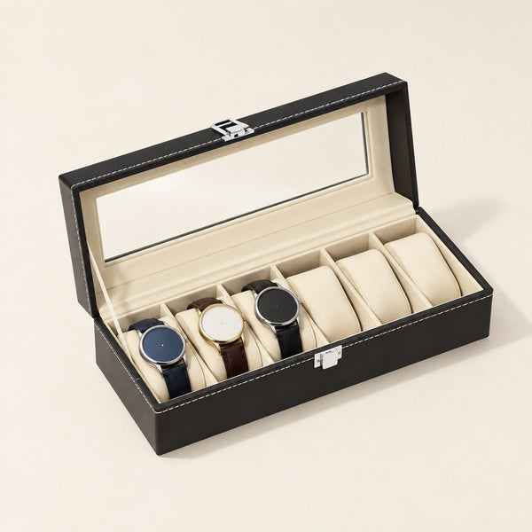 6-Slot Watch Box with Clear Lid