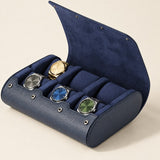 6-watch travel roll case in navy, open