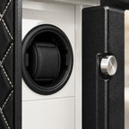 Close-up of a cushioned winder and the steel door edge