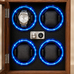 Control panel between the four winding cups