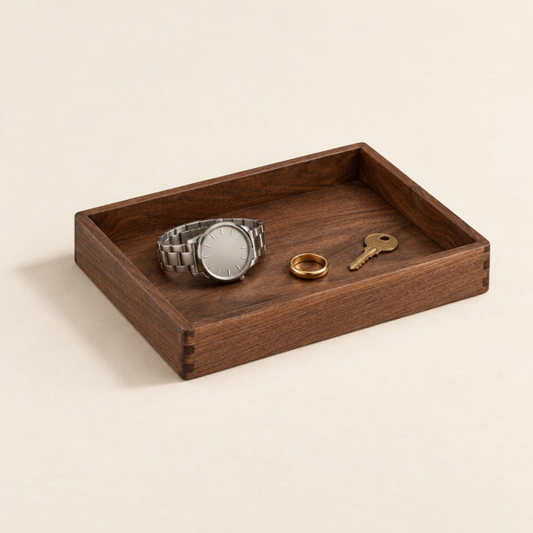 Black Walnut Valet Tray with Box-Joint Corners