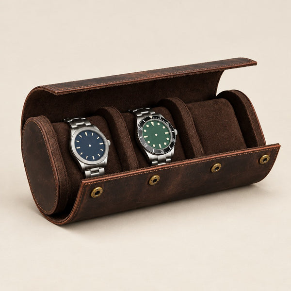 Crazy Horse Leather Watch Roll, 1 to 8 Slots