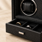 Close-up of the jewelry drawer compartments and a rotor ring