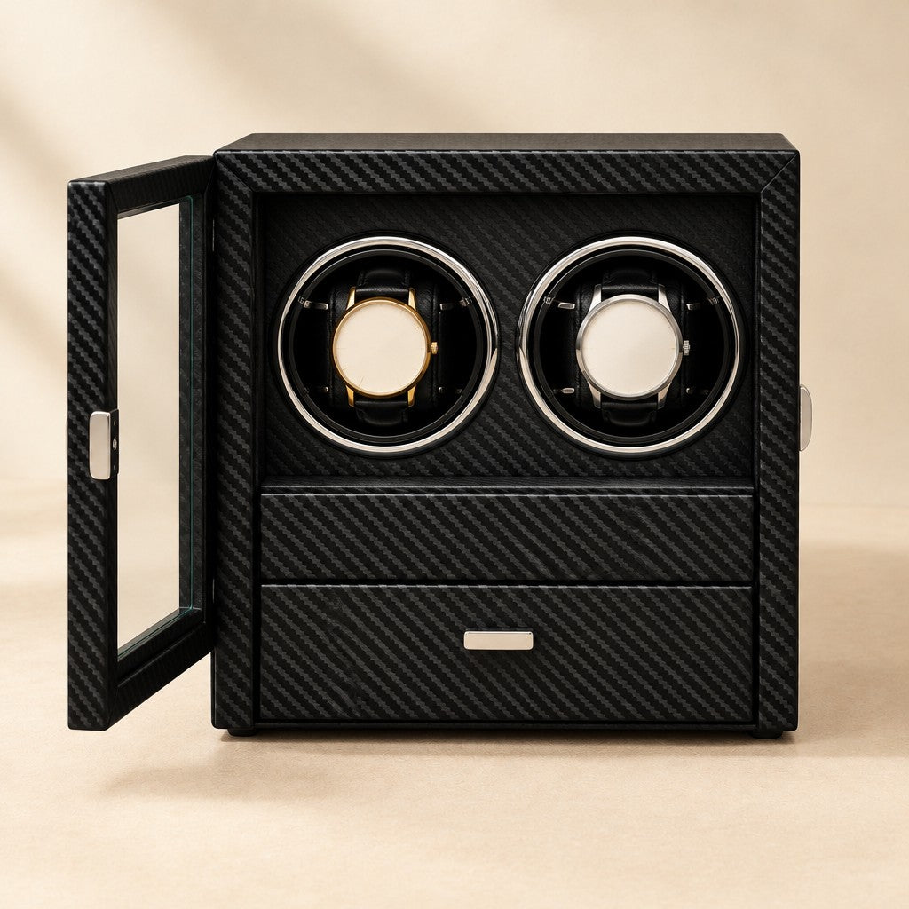 Front view of the double winder and drawer