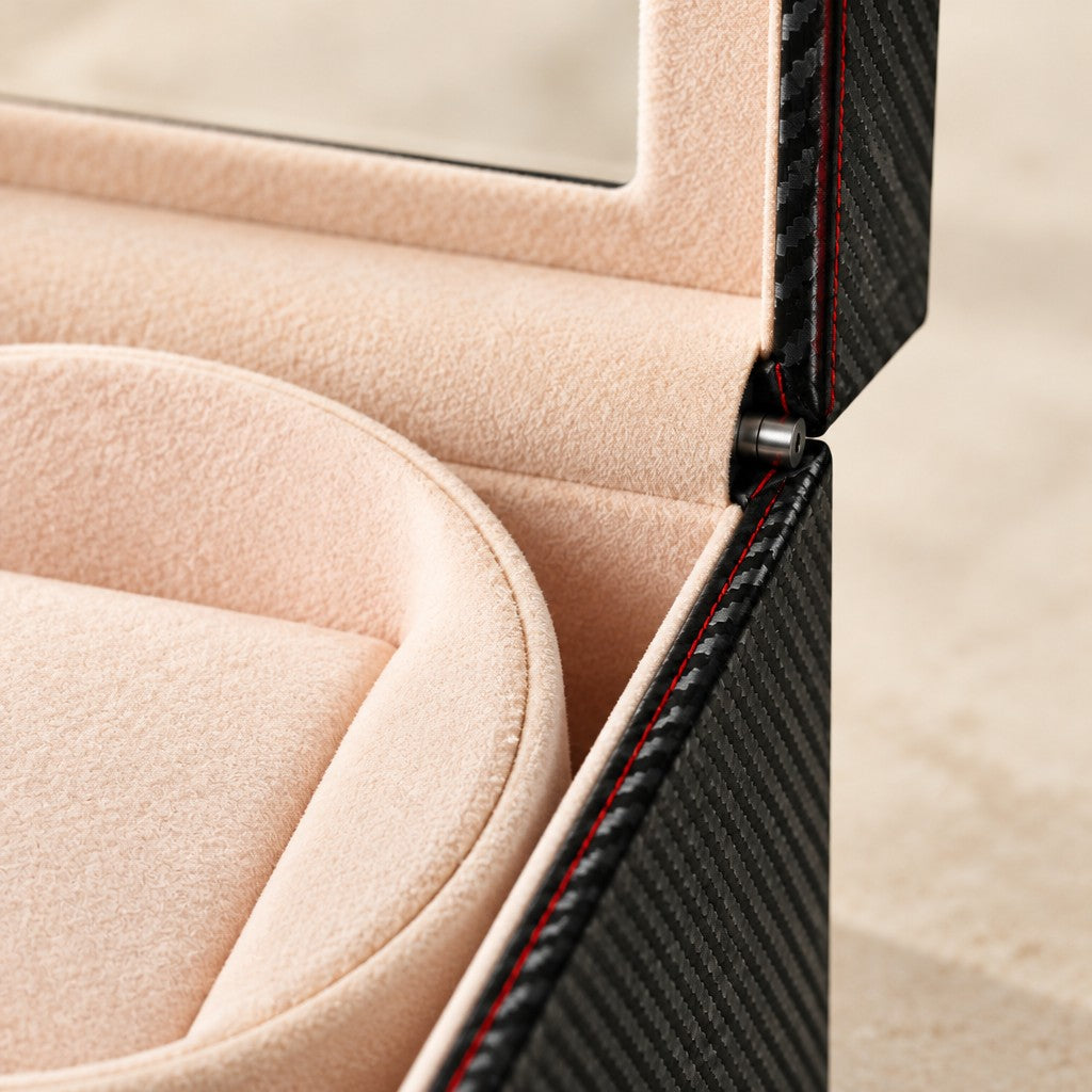 Close-up of the velvet-touch pillow and stitched lid
