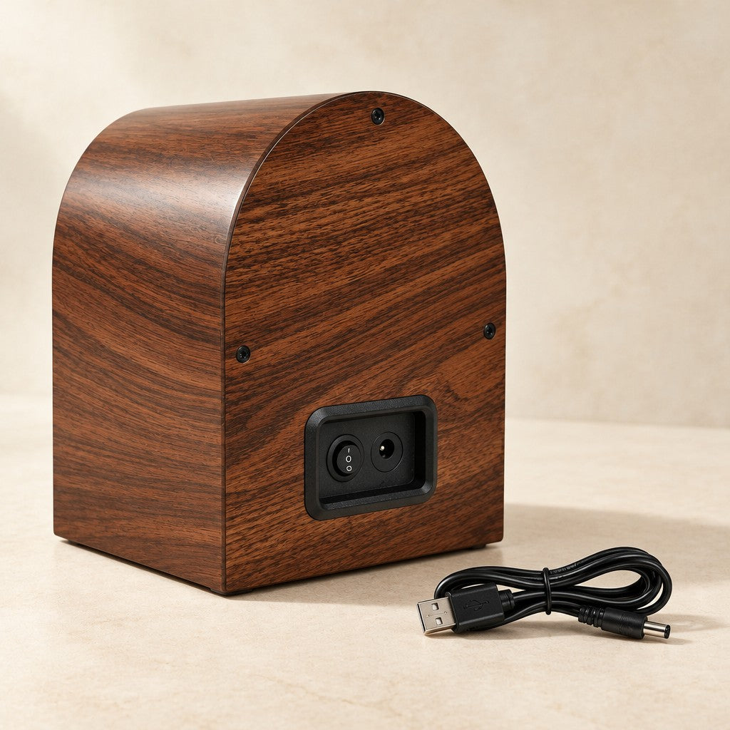 Back panel of the watch winder with its power switch and DC socket