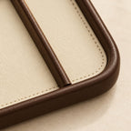 Faux leather valet tray with 4 compartments, close-up of the materials and finish