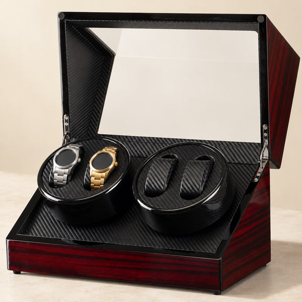 Gloss Lacquer 4-Watch Winder with Dual Rotors - US Plug