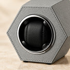 Close-up of the pillow, metal ring and stitched leather