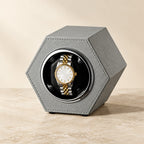 Light gray hexagon single watch winder with a watch