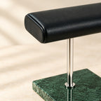 Close-up of the marble base double watch stand with gold or silver stem materials and finish