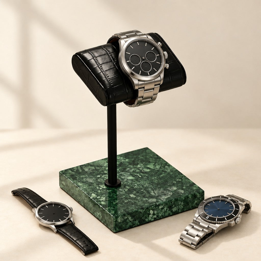 Luxury Marble Watch Display Stand, Single or Double with watches of different sizes