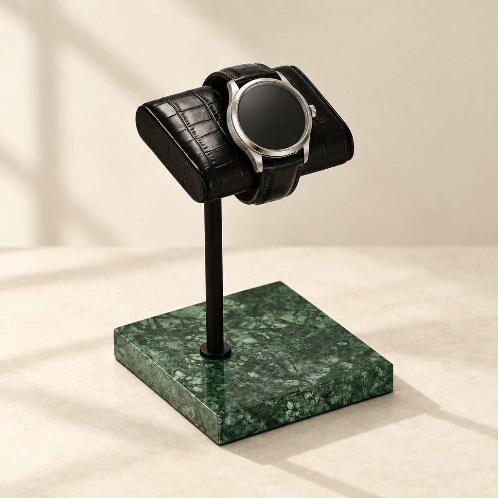 Marble watch display stand, single, green marble