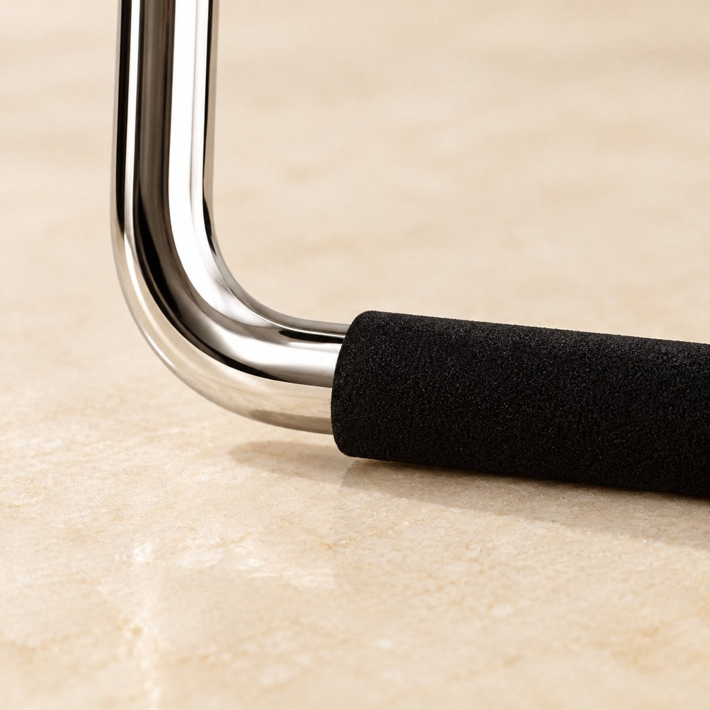 Close-up of the bent metal rod and its black sleeve