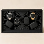Front view of the open 6-watch winder