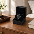 Single Watch Gift Box with Pillow on a chest of drawers, for scale