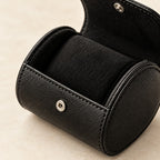 Close-up of the lining and hardware of the single watch roll travel case