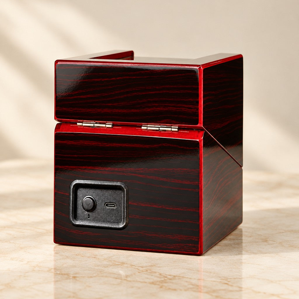 Back of the winder with its power button and USB-C port
