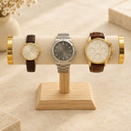 T-bar watch and bracelet stand with watches of different sizes